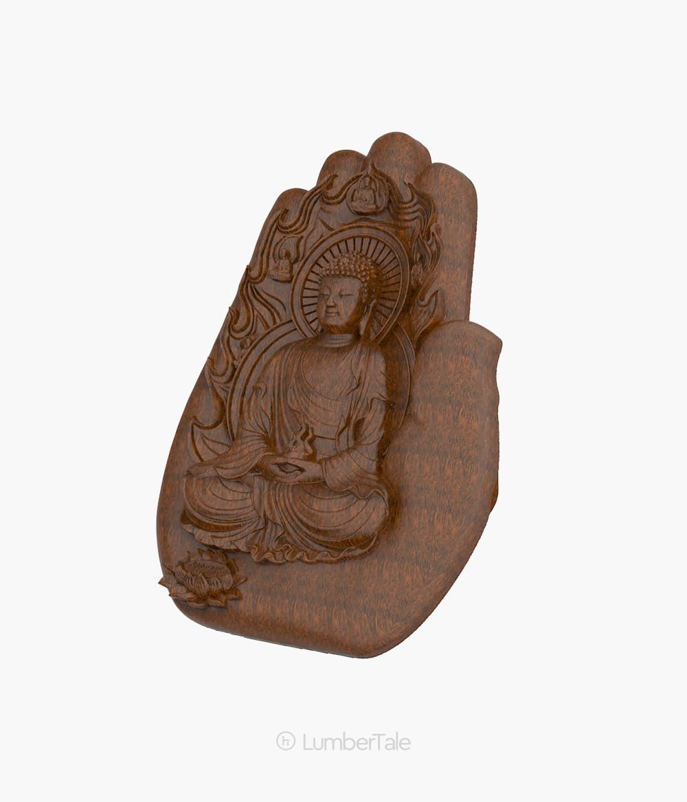 Brown Tolerance Buddha Spiritual 3D Wooden Art Crafted Wall Hanging Sculpture For Home Decor
