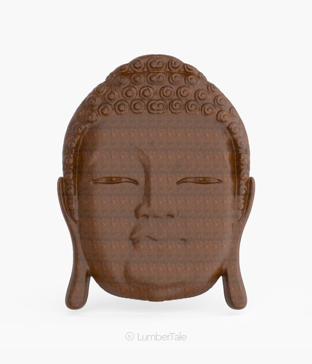 Brown Gautam Buddha Spiritual 3D Wooden Art Crafted Wall Hanging Sculpture For Home Decor