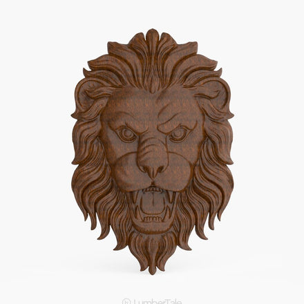 Brown Shera Lion Animal 3D Wooden Art Crafted Wall Hanging Sculpture For Home Decor