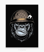 Brown Bored Ape Soldier Spirit Animal Stretched Canvas  30 Inch X 24 Inch Painting (With Frame)