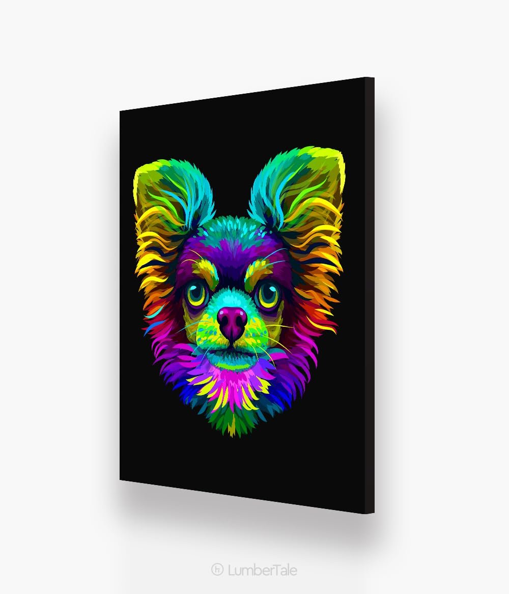 Black Chihuahua Pop Art Spirit Animal Stretched Canvas  Framed Wall Hanging
