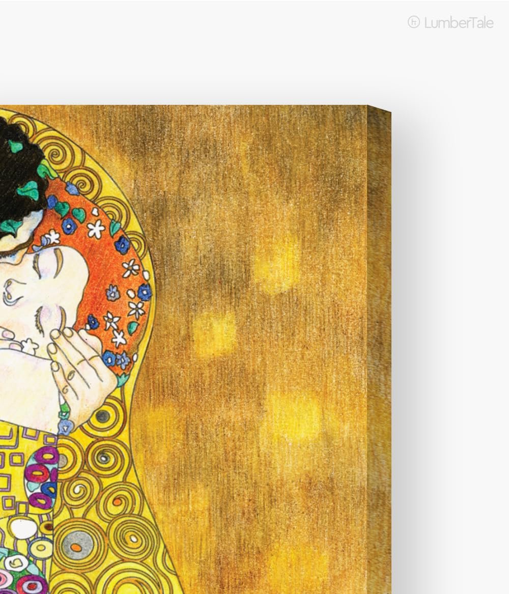 Yellow The Kiss Klimt Love Pop Art Stretched Framed Wall Hanging For Home Decor