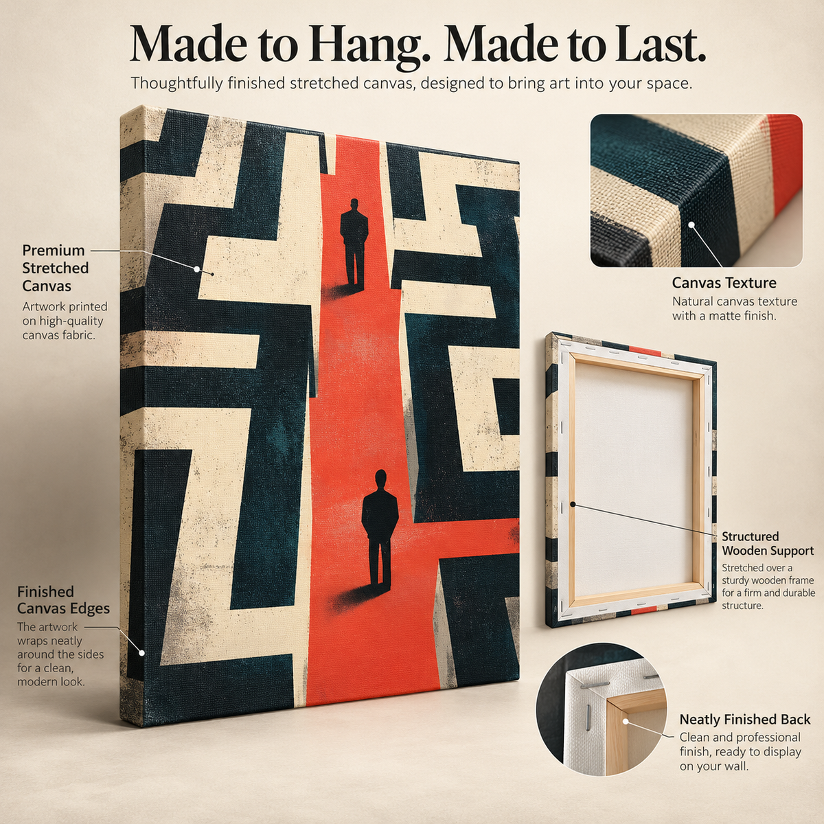 Power Moves & Dead Ends - Executive Labyrinth Vibes - Stretched Canvas For Offices, Bold Entryways, Strategic Corners
