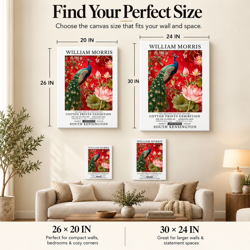 William Morris Peacock & Lotus – Stretched Canvas