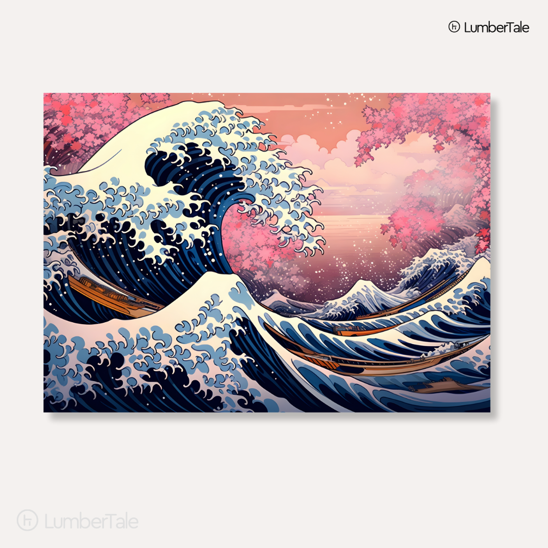 The Great Bloom Wave – Hokusai Meets Hanami – Stretched Canvas for Zen Corners, Statement Walls & Collectors of Cool