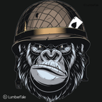 Brown Bored Ape Soldier Spirit Animal Stretched Canvas  30 Inch X 24 Inch Painting (With Frame)