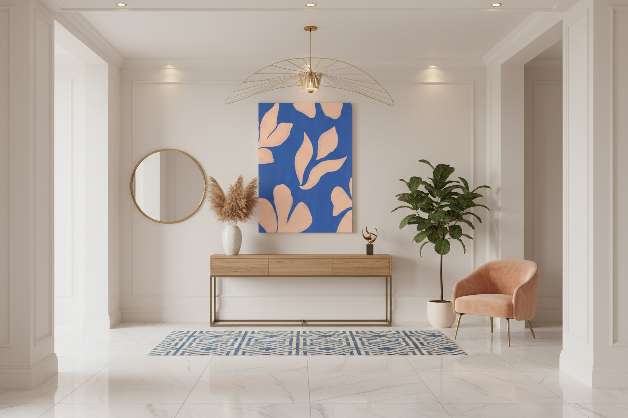 Abstract Leaf Canvas Living Hall Mockup