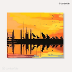 Birds of a Golden Feather – Sunset Gossip on Stretched Canvas