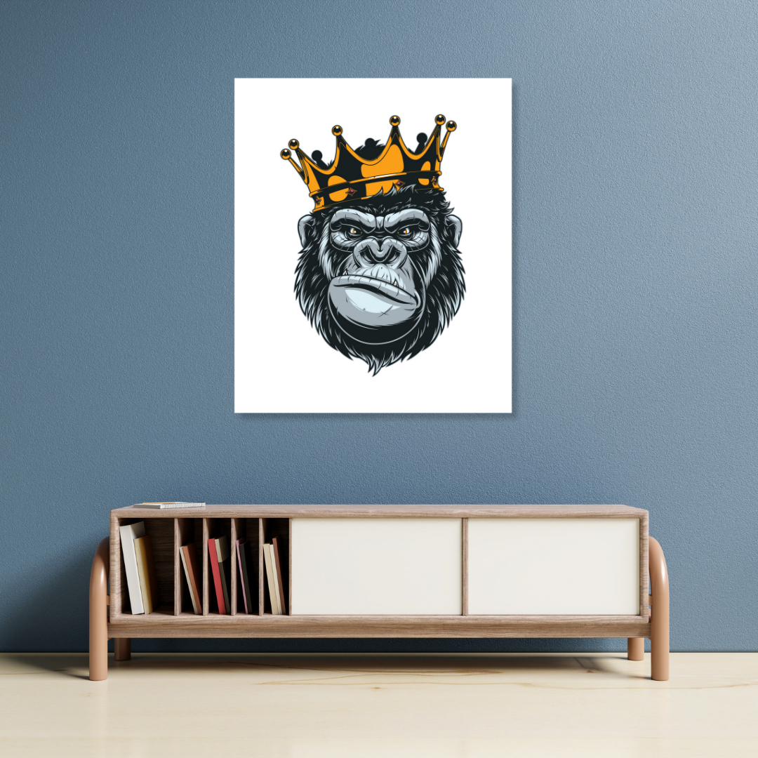 Badshah - Gorilla The King - Spirit Animal Art Painting |Wall Art Gift Posters For Wall Decor Wall Hangings - Black Frame | Ready To Hang