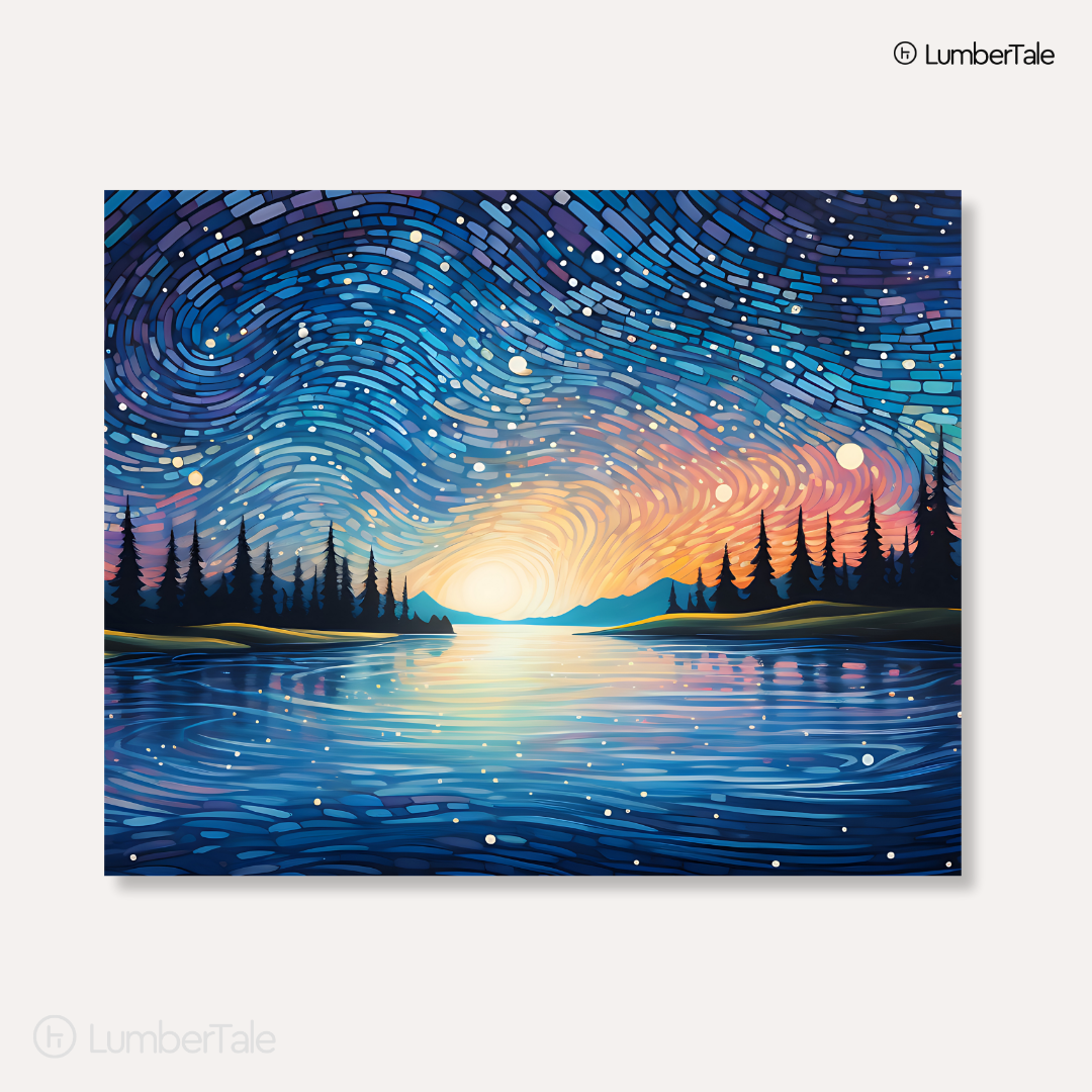 Starry Sway – Celestial Mosaic on Stretched Canvas
