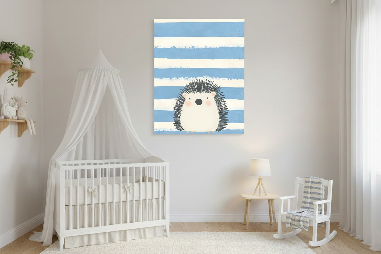 Striped Hedgehog Charm - Stretched Canvas