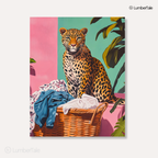Leopard in the Laundry Room – Wild Meets Domestic – Stretched Canvas for Bold Corners, Quirky Walls & Unapologetic Interiors