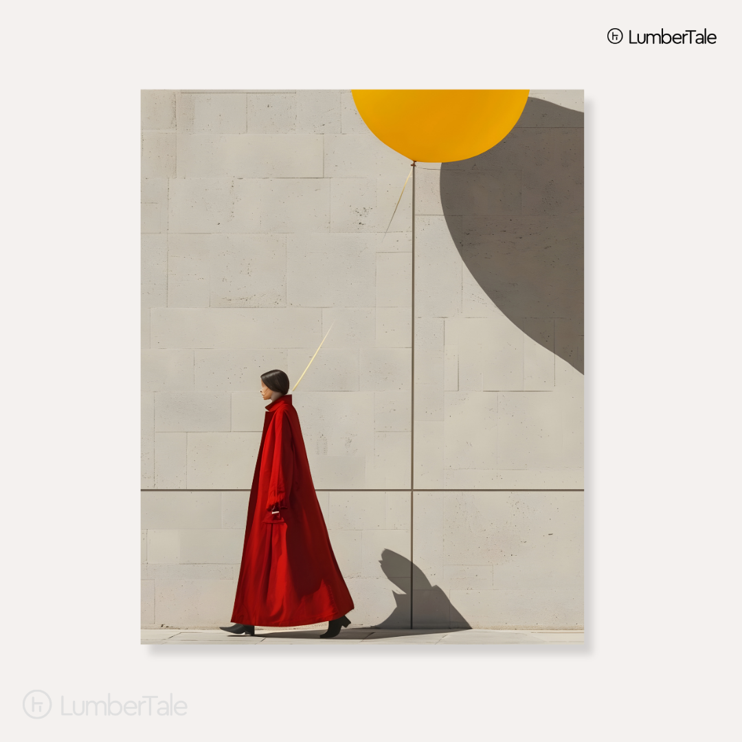 Tethered & Unbothered - Balloon Logic Meets Red Carpet Cool - Stretched Canvas For Modern Halls, Creative Studios, and Quiet Power Walls