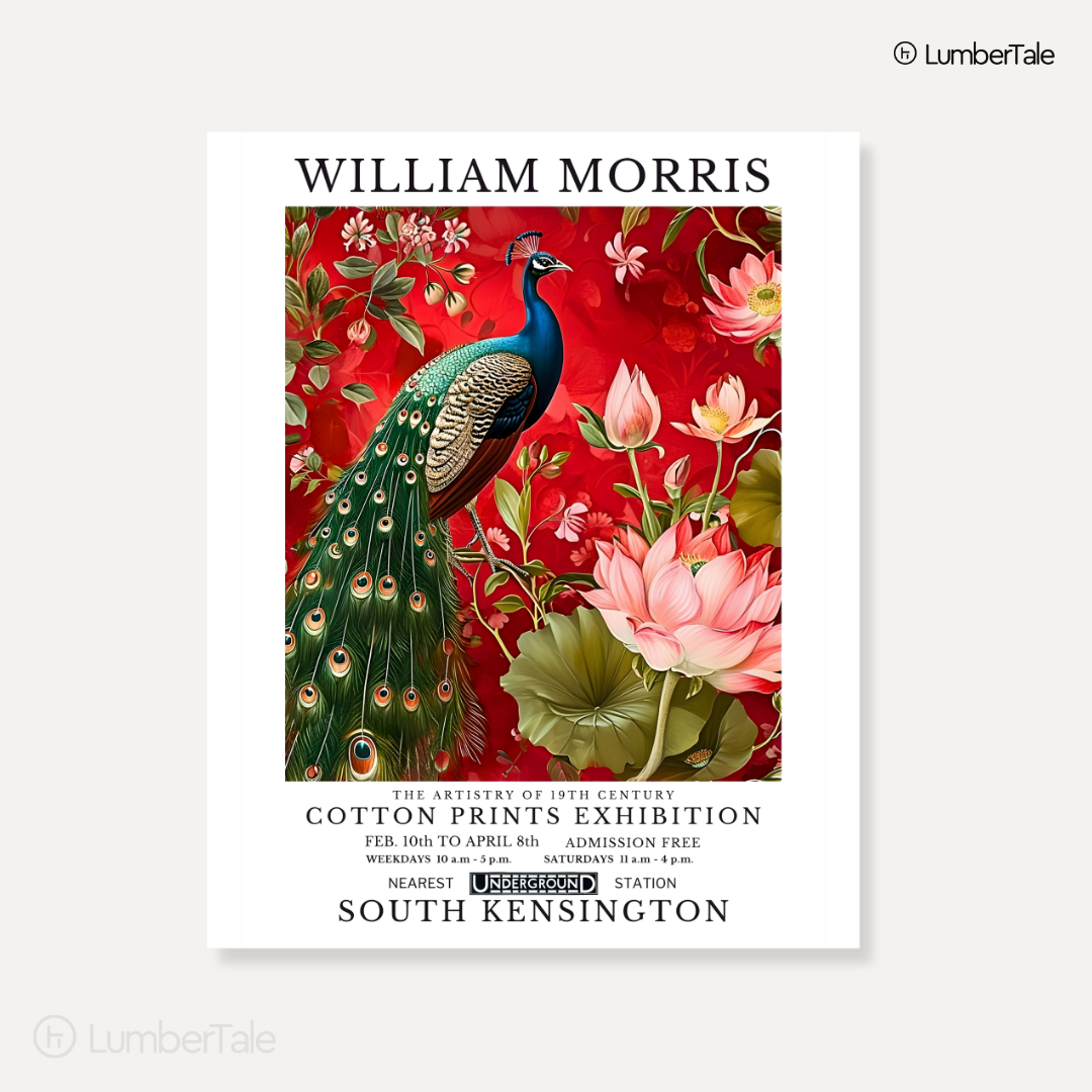 William Morris Peacock & Lotus – Stretched Canvas