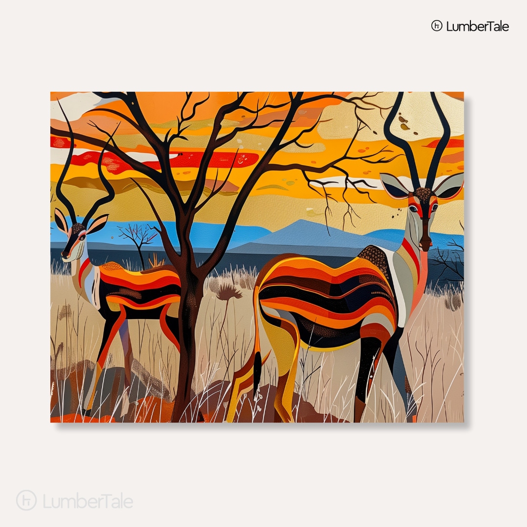 Oh Deer! Stripes & Sunsets – Wild Vibes on Canvas