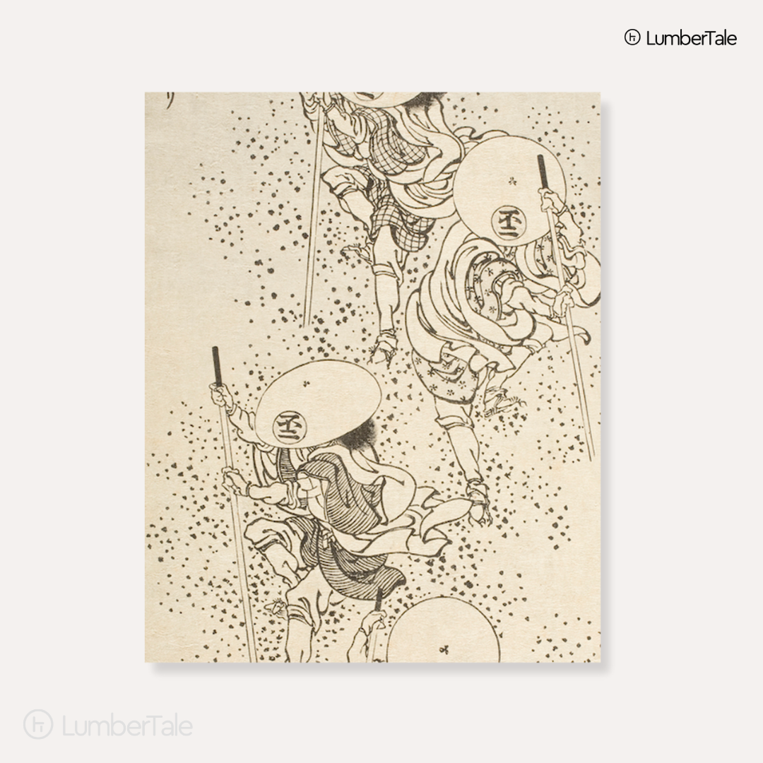 Running With Ink - Samurai in a Snowstorm - Stretched Canvas For Studio Walls Minimal Corners Creative Minds
