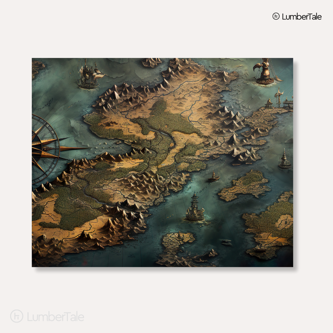 Treasure Quest – Vintage Explorer Map Stretched Canvas