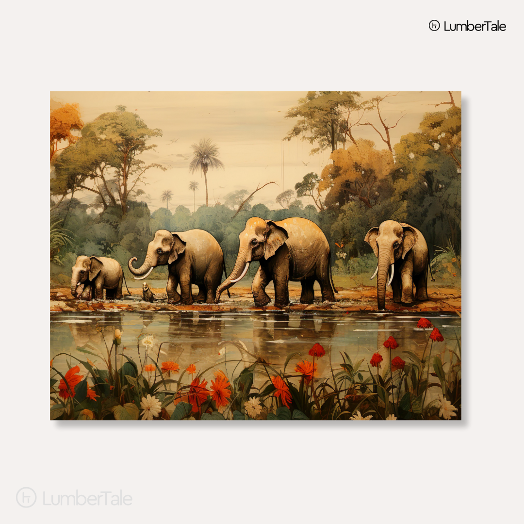 Trunk Tales – Gentle Giants March on Stretched Canvas